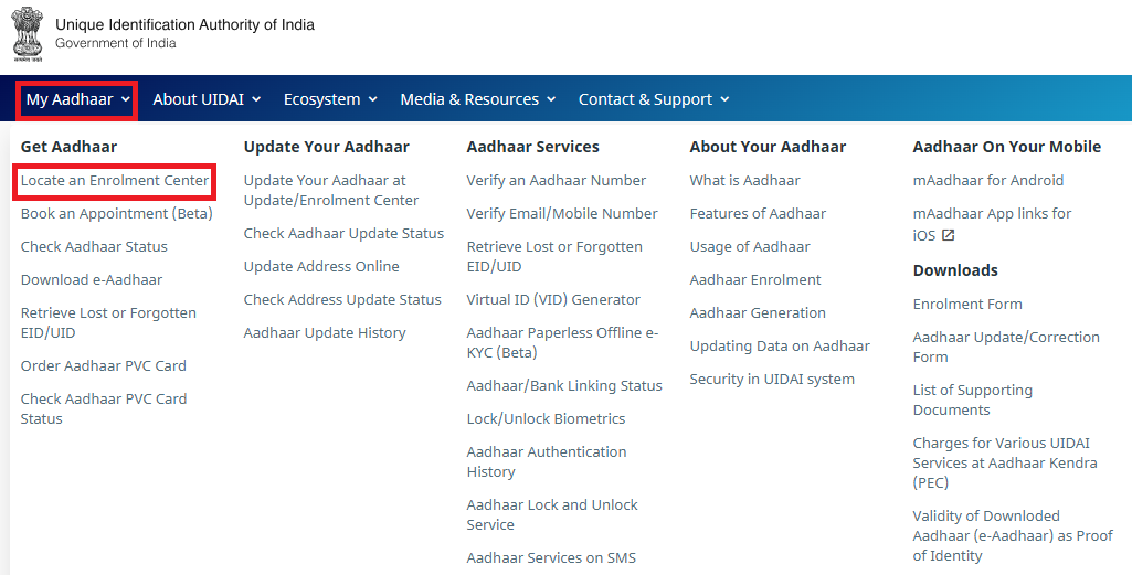 Aadhaar portal
